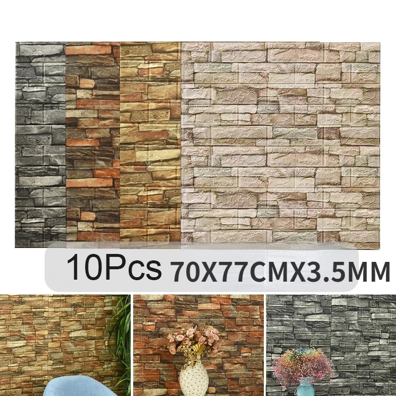 10PCS Self Adhesive 3D Brick W - Pvc Panel Background recension och pris